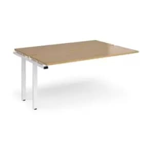 Image of Bench Desk Add On Rectangular Desk 1600mm With Sliding Tops Oak Tops With White Frames 1200mm Depth Adapt