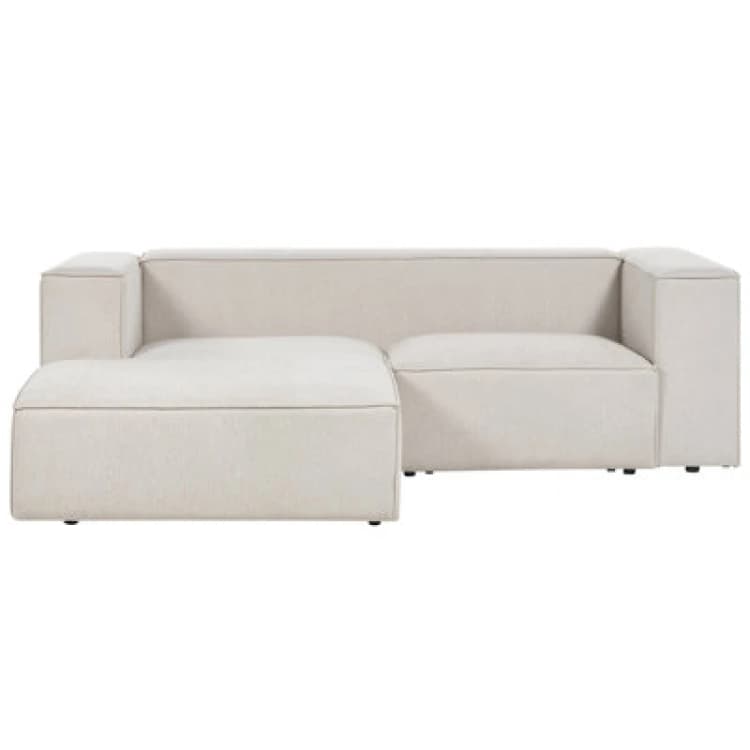 Image of Beliani Corner Sofa 2 Seater Vernon Fabric Light Beige Right Hand