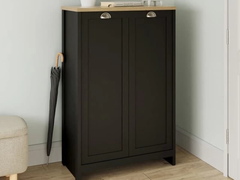 Image of GFW Lancaster 2 Door Shoe Cabinet Black