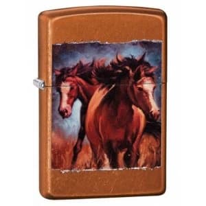 Image of Zippo Vintage Horses Toffee Classic Windproof Lighter