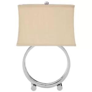 Image of Premier Housewares Circlet Table Lamp with Metal Base & Natural Fabric Shade