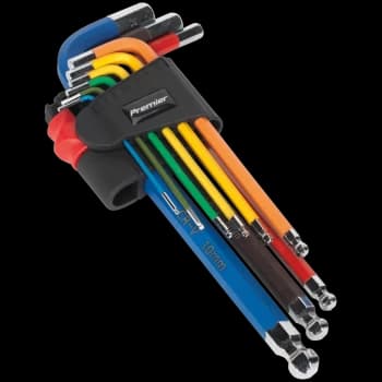 Image of Sealey AK7190 9 Piece Colour Long Ball End Hexagon Key Set Metric