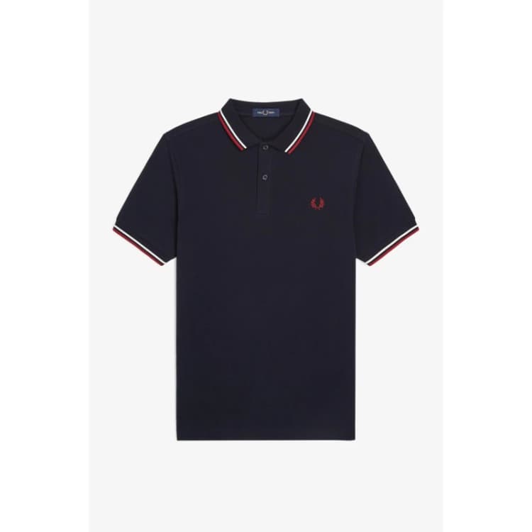 Image of Fred Perry Short Sleeve Twin Tipped Polo Shirt Navy T55 male L