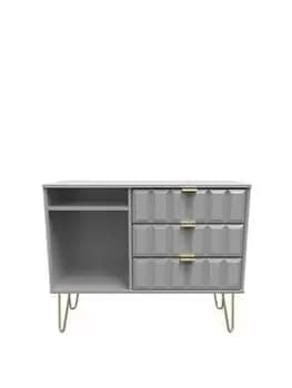 Image of Swift Cube Ready Assembled 3 Drawer TV Unit - Fits Up To To 48" TV - Grey