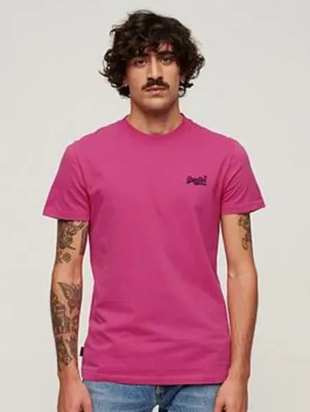 Image of Superdry Echo Pink Organic Cotton Essential Logo T-Shirt Pink Male L 210073UK