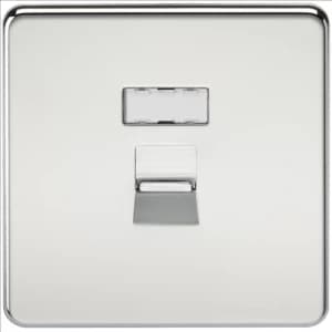 Image of KnightsBridge Screwless Polished Chrome RJ45 Network Outlet Wall Socket