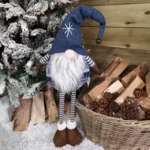 Image of 95cm Tall Christmas Gnome Gonk Nordic Decoration Blue Body Hat And Bell Standing