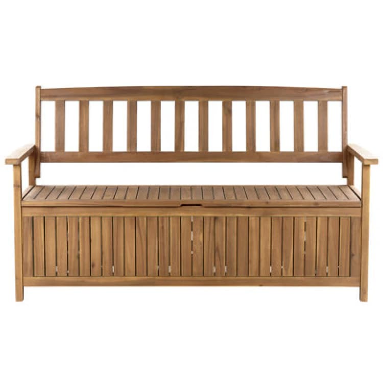 Image of Beliani Garden Bench Sovana 160 Cm With Storage Acacia Wood Brown