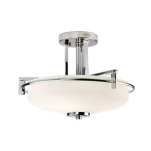 Image of IP44 3 Bulb Semi Flush Light Opal Etched Glass Polished Chrome LED G9 3.5W
