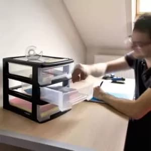 Image of Curver Desk Drawer Cube Babel A4 3X5L Black And Transparent