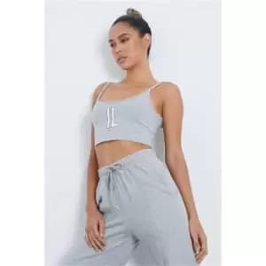 Image of I Saw It First Grey Marl Il Sarto Logo Cropped Hoodie - Grey