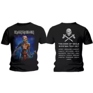 Image of Iron Maiden - Axe Eddie Book of Souls European Tour V.2 Unisex Large T-Shirt - Black
