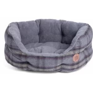 Image of Grey Tweed Oval Dog Bed Small
