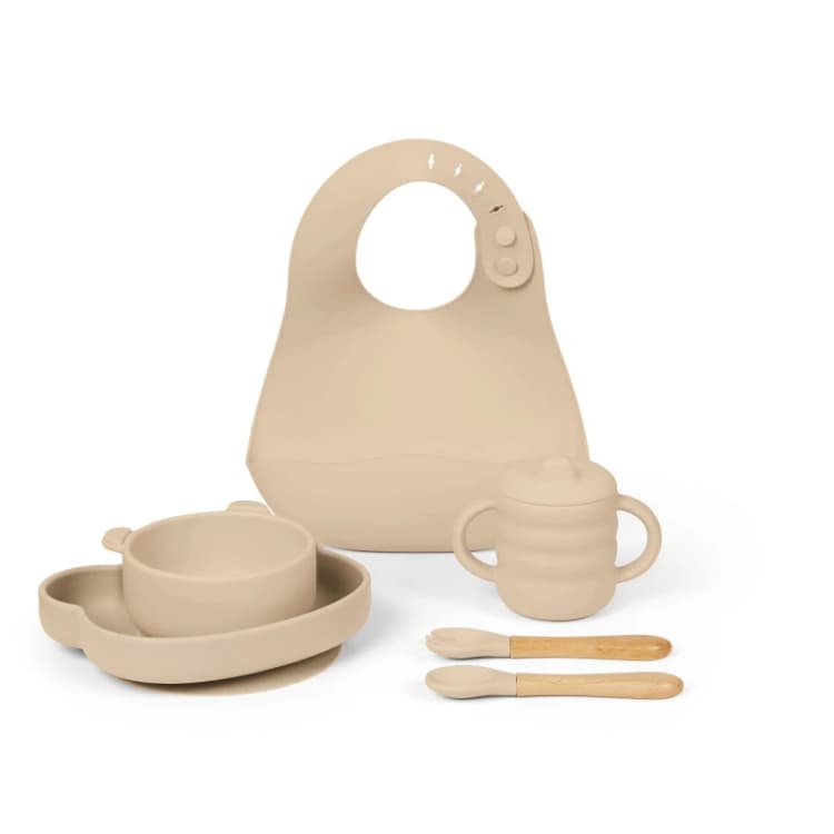 Image of Ickle Bubba 6 Piece Silicone Feeding Set - Beige Beige One Size