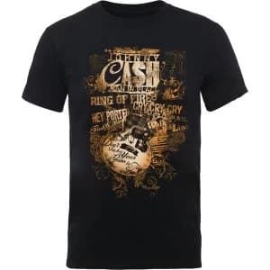 Image of Johnny Cash - Guitar Song Titles Mens X-Large T-Shirt - Black
