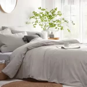 Image of The Linen Yard Stonehouse Single Duvet Cover Set Cotton Grey