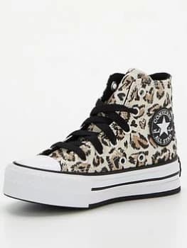 Image of Converse Chuck Taylor All Star Leopard Eva Lift Hi Childrens Trainers - Animal Print, Animal Print, Size 11