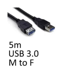 Image of USB 3.0 A (M) to USB 3.0 A (F) 5m Black OEM Extension Data Cable