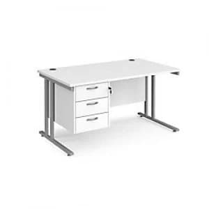 Image of Maestro 25 Cantilever Desk with 3 Drawer Pedestal Depth 800 mm Oak