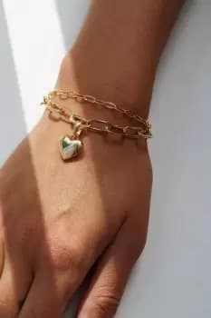 Image of Gold Plated Polished Heart Bracelet