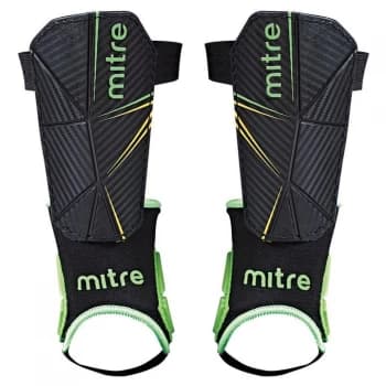 Image of Mitre Delta Ankle Shin Guards - Blk/Grn/Ylw