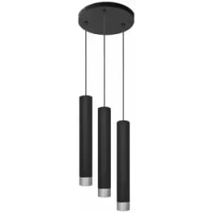 Image of Helam Tuba Cluster Pendant Ceiling Light Black, Chrome 30cm