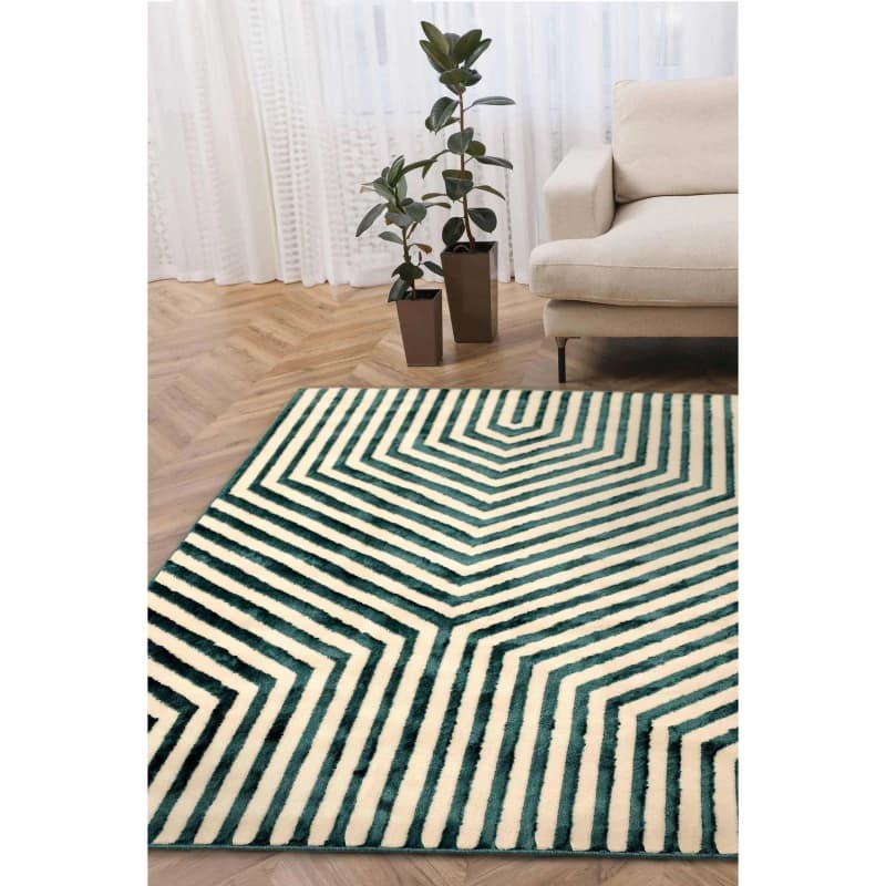 Image of Homemaker Brio Linear Textured Rug Teal 160X230 WB74002