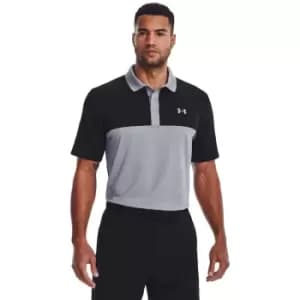 Image of Under Armour Mens Perf 3.0 Color Block Polo Steel/Black L