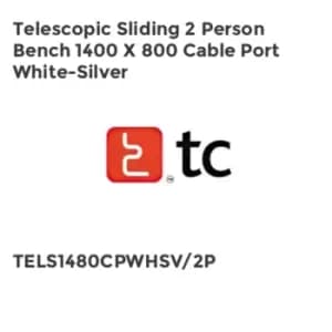 Image of TC Group Telescopic Sliding 2 Person Bench 1400 x 800 Cable Port White-Silver