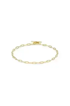 Image of Sterling Silver Gold Small Paperlink T-Bar Bracelet