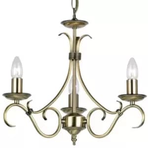 Image of Hanging Ceiling Pendant Light ANTIQUE BRASS 3x Shade Vintage Lamp Bulb Holder