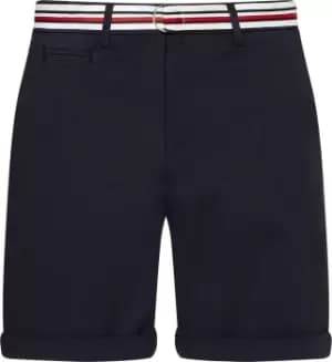 Image of Tommy Hilfiger Cotton Tencel Chino Belted Shorts In Desert Sky - Size 8