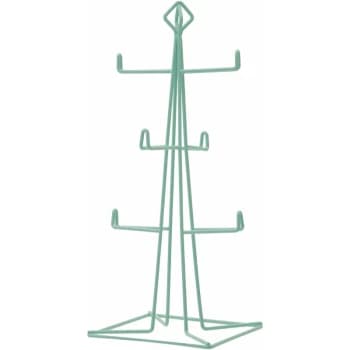 Image of Mug Tree 6 Mug / Cup Holder For Kitchen Green Chrome Finish Mug Stand Geometric Shaped Mug Trees And Mug Holders 15 x 37 x 15 - Premier Housewares