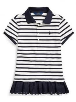 Image of Ralph Lauren Girls Short Sleeve Stripe Ruffle Hem Polo