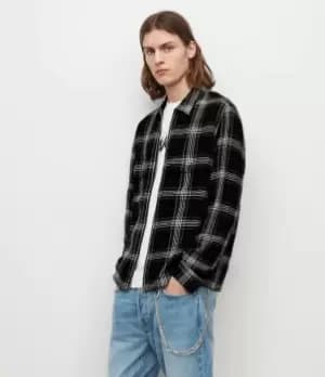 Image of AllSaints Mens Miwok Check Jacket, Jet Black, Size: XS