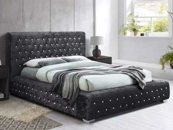 Image of Birlea Grande 6ft Super King Size Black Crushed Velvet Bed Frame