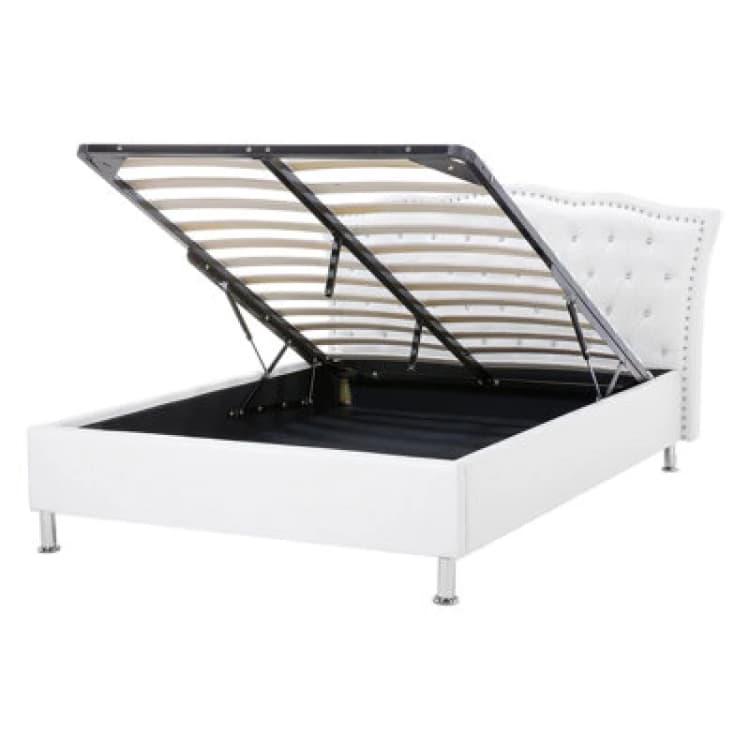 Image of Beliani Ottoman Bed Faux Leather Metz 140 X 200 Cm (Eu Double) White