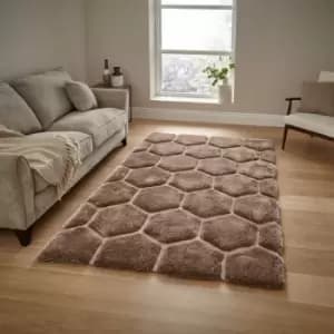 Image of Think Rugs - Noble House NH30782 Shaggy Hand Tufted Rug, Beige, 180 x 270 Cm