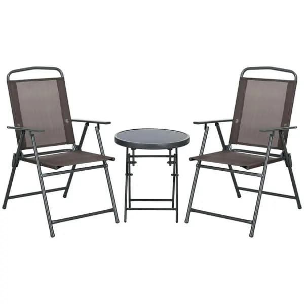 Image of Patio Bistro Set Folding Chairs & Coffee Table for Balcony