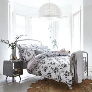 Image of Bianca Cotton Soft Bianca Cotton Sprig Print Grey Bed Set - King