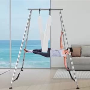 Image of VEVOR Aerial Yoga Frame Portable Yoga Trapeze Stand 2.93m 115Height Steel Pipe Yoga Swing Stand Yoga Rig With 6m 236White Yoga Stretch Fabric, For Ind