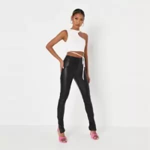 Image of Missguided Faux Leather Split Hem Legging - Black