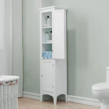 Image of Teamson Home - Bathroom White Wooden Free Standing Tall Cabinet ELG-588 - White