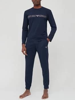 Image of Emporio Armani Mega Logo Pyjama Set Navy Size XL Men