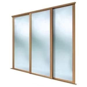 Image of Spacepro Shaker Mirrored Oak Effect 3 Door Sliding Wardrobe Door Kit (H)2260mm (W)2592mm