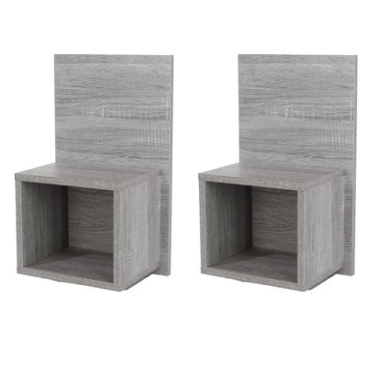 Image of Core Kelly Set of 2 Wall Hanging Grey Oak Compact Bedside Table
