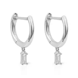 Image of JG Fine Jewellery 9ct White Gold Baguette Diamond Drop Hoop Earrings