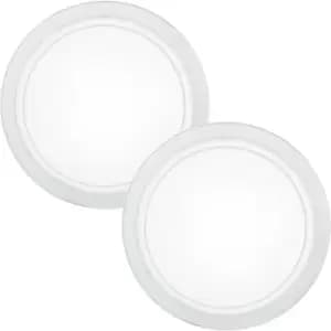 Image of 2 PACK Wall Flush Ceiling Light White Shade White Clear Glass Painted E27 1x60W