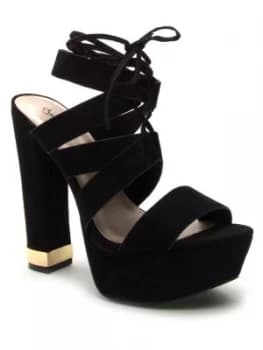 Image of Qupid Beat tie up high sandal Black