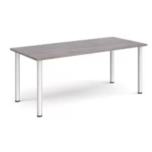 Image of Rectangular silver radial leg meeting table 1800mm x 800mm - grey oak